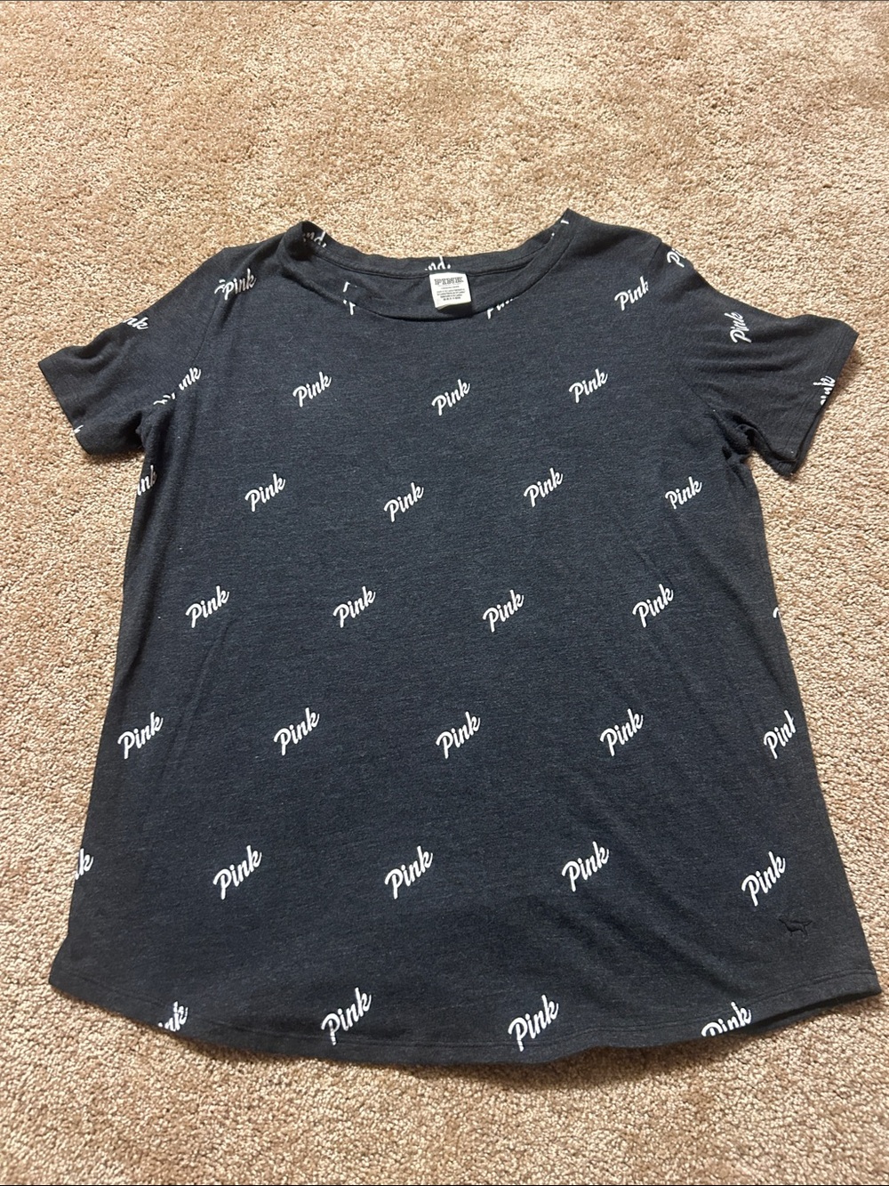 Victoria's Secret Pink Gray Logo Tee